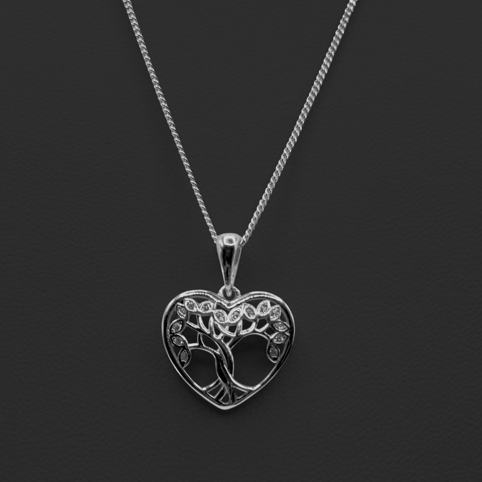 Enchanted Tree of Life Heart Silver Pendant