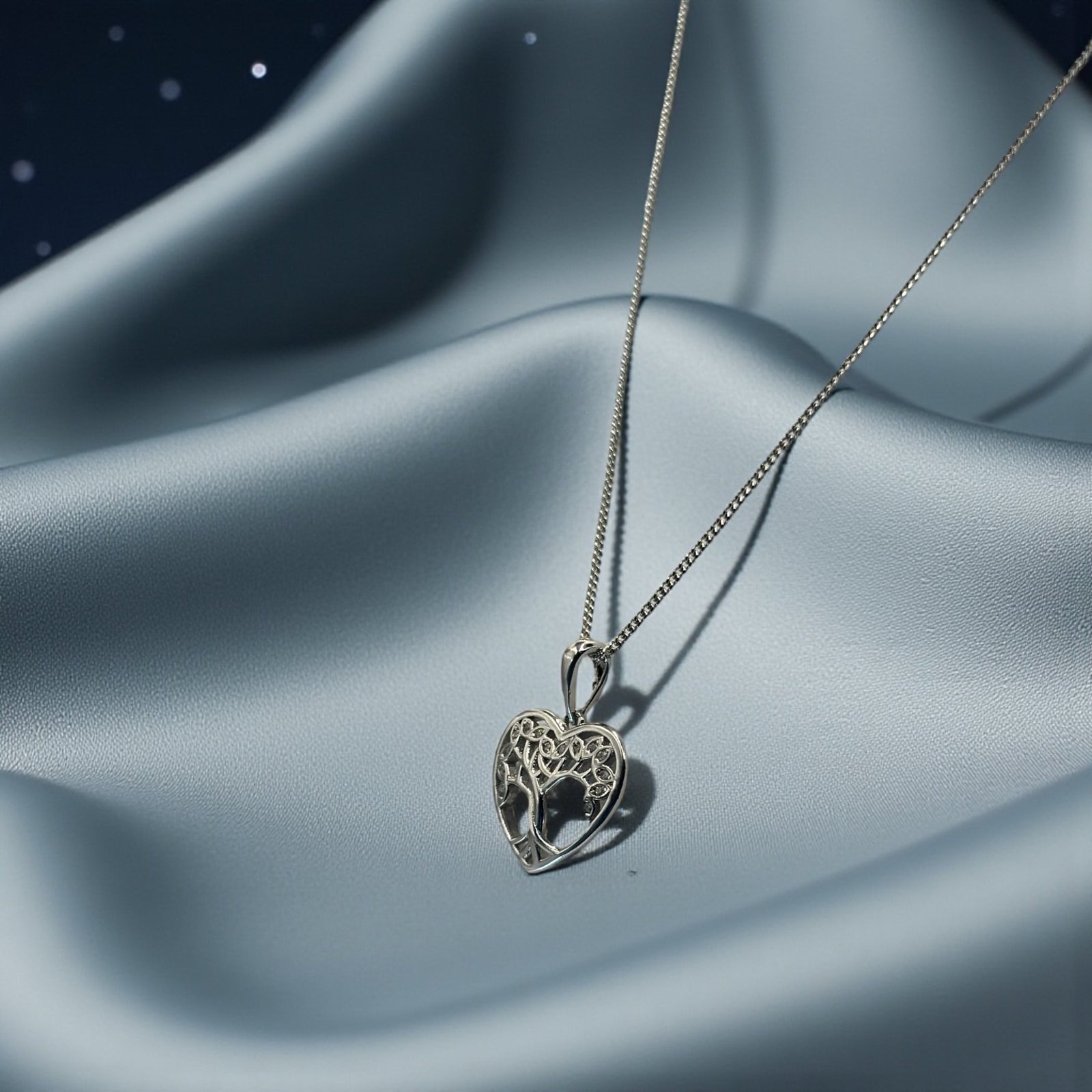 Enchanted Tree of Life Heart Silver Pendant