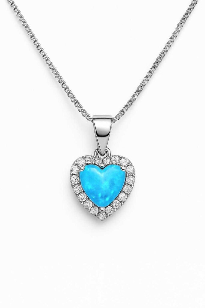 Blue opal heart pendant