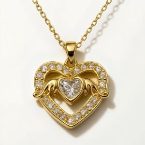 Boxed Diamante Mum Heart Pendant Gift Set