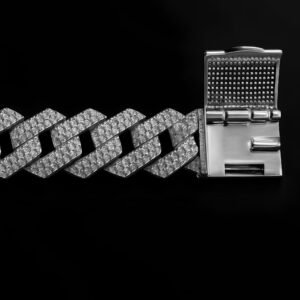 Gents Clear CZ Sterling Silver Bracelet Front View