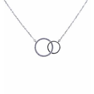 Interlocking Circles CZ Necklace full view in sterling silver