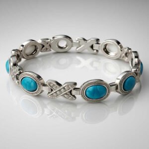 Ladies Silver Magnetic Bracelet worn on wrist