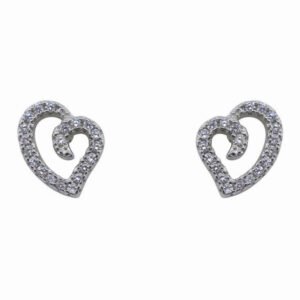 Radiant Heart Silver CZ Stud Earrings front view