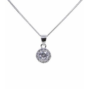 Silver Clear & Garnet CZ Pendant Front View