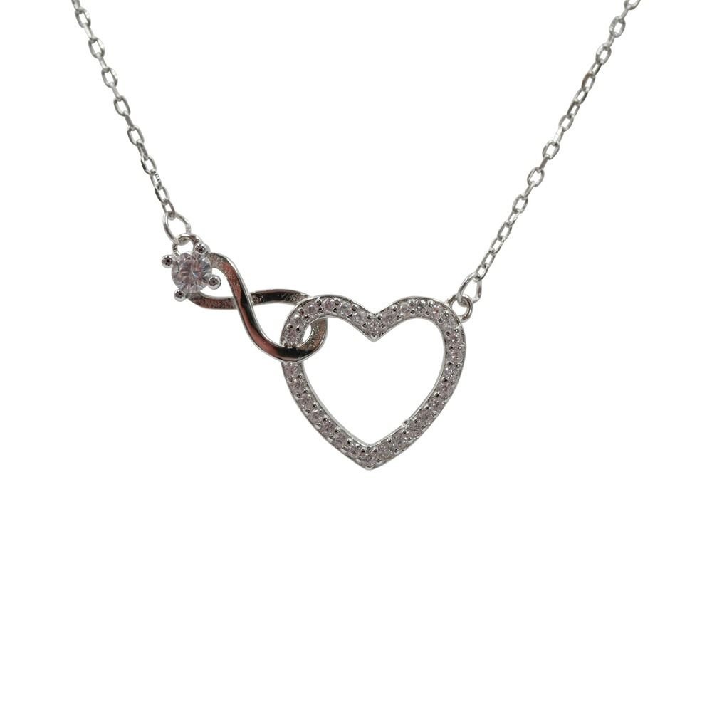 silver-infinity-heart-cz-necklace Sterling Silver Infinity Heart Necklace with Clear CZ Stones