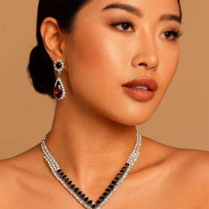 Venetti Rhodium-Plated Diamante Necklace & Drop Earrings full view