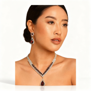 Close-up of sparkling diamante stones on necklace